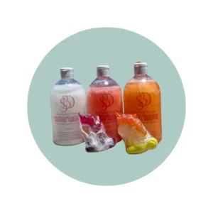 Colourful bath Wash off bath products. Bubble bath