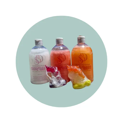 Colourful bath Wash off bath products. Bubble bath