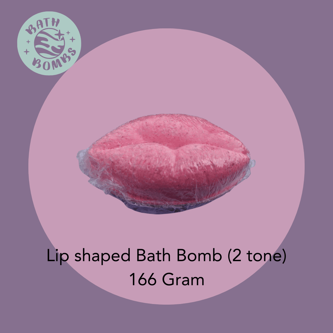 Lip Shaped Bath Bomb - Rose Scent (Around 116g) - Pink and Purple